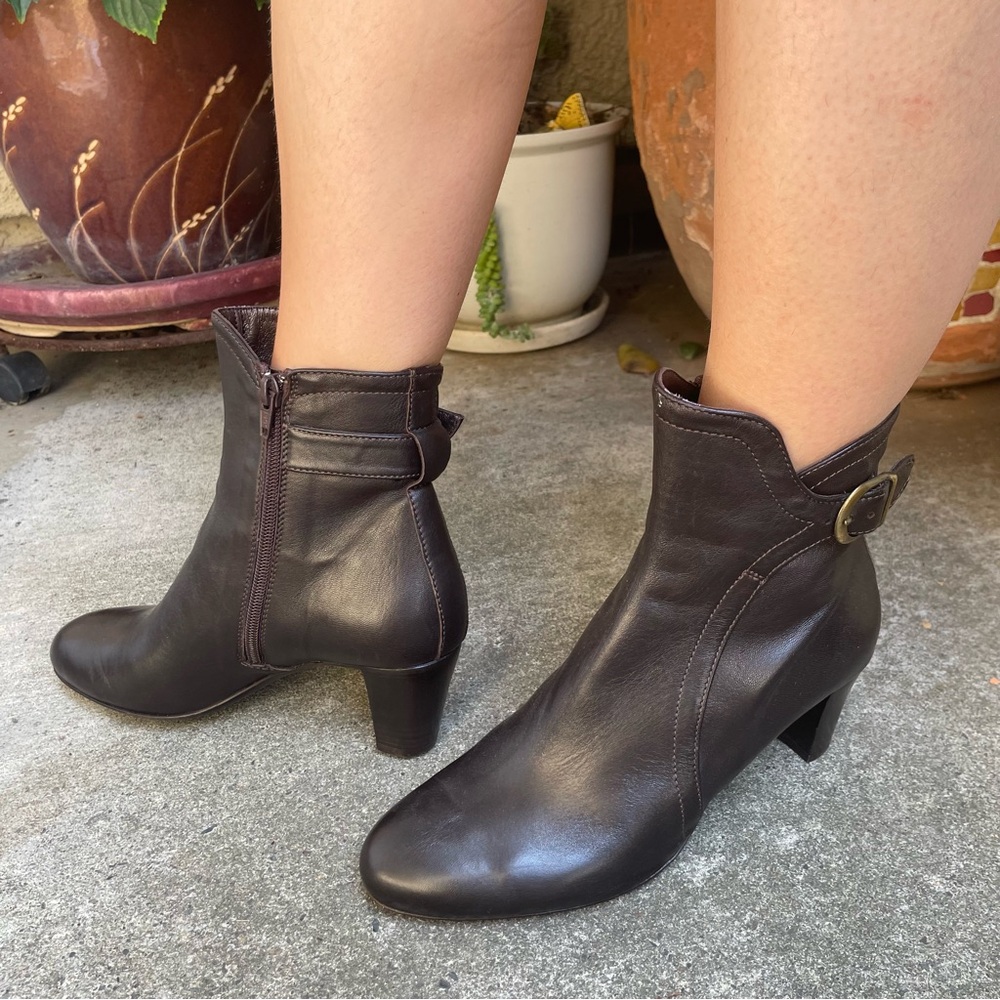 Agl Dark Brown Ankle Boots with Block Heels